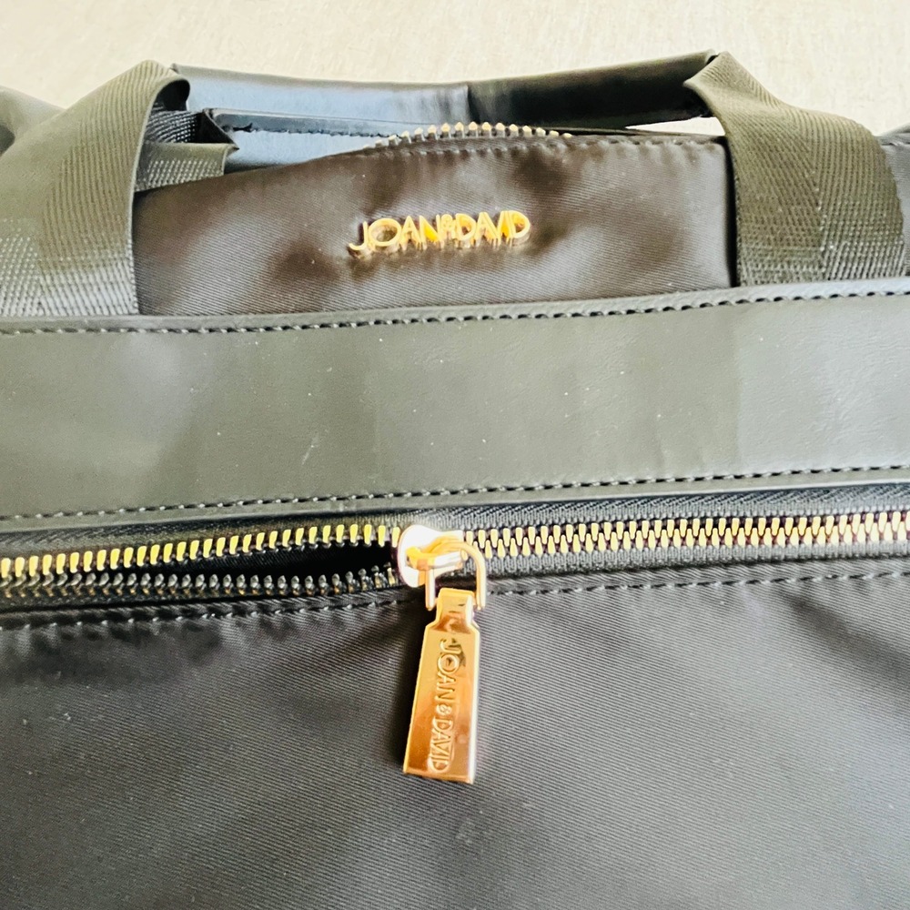 Joan & David Black Nylon Backpack Laptop Bag Gold Hardware Travel Luggage Sleeve - Picture 5 of 8